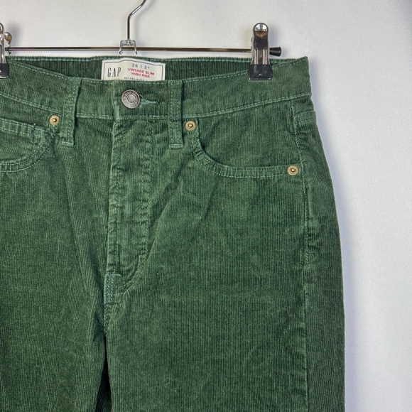 Gap Green Vintage Slim High Rise Corduroy Pants 26 Short - Picture 4 of 5